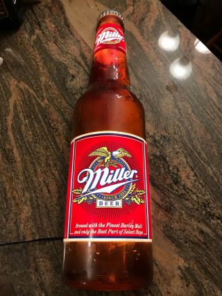 Miller Red Label Beer Bottle Lighted Sign - Rare