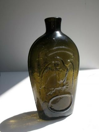 England Masonic Flask.  Yellowish Green, .  GIV - 21, 2