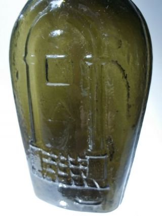 England Masonic Flask.  Yellowish Green, .  GIV - 21, 3