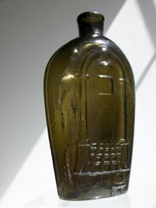 England Masonic Flask.  Yellowish Green, .  GIV - 21, 5