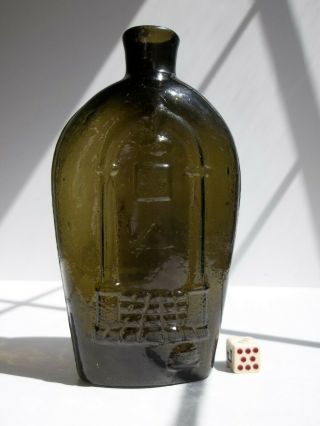 England Masonic Flask.  Yellowish Green, .  GIV - 21, 9