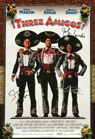 Three Amigos Poster Signed By Steve Martin,  Chevy Chase,  Martin Short & More
