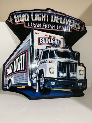 Budweiser Bud Light Delivers Fresh Taste Truck Metal Sign 25 " X 23 " 1991