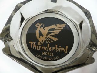 Thunderbird Hotel Casino Las Vegas Charcoal Gray Glass Ashtray Vintage 1960 