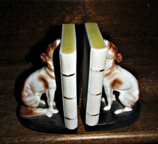 Art Deco Hp Porcelain Whippet Borzoi Grey Hound Wolf Hound Bookends