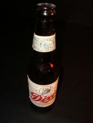 Circa 1940s Bruckmann Dixie Beer Irtp Label W/neck,  Cincinnati