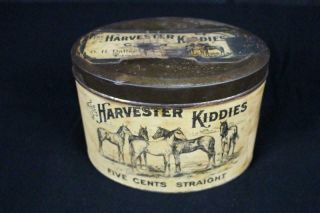 Harvester Kiddies Five Cents Straight Cigar Tin Tobacco Can Colorado Claro Horse