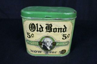 Old Bond George Washington President 5 Cent Cigar Tobacco Tin Litho Can
