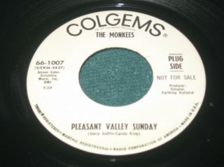 1967 The Monkees Pleasant Valley Sunday Colgems 45 Carole King Rare Promo