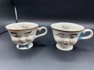 Baileys Irish Cream Yum Cups Winking Eye Face Mr & Mrs Coffee Mugs / Tea Cups