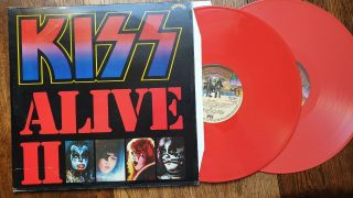 Kiss,  " Alive Ii " Mega Rare,  1977 Uk Pye Bright Red Vinyl Lp,  All Inner