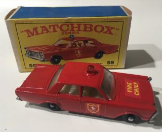 Phantom Matchbox Lesney 55/59 Ford Galaxie Fire Chief Red Dome Light.