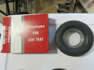 Nos Firestone Sports Tire Ashtray With Embossed Glass Insert