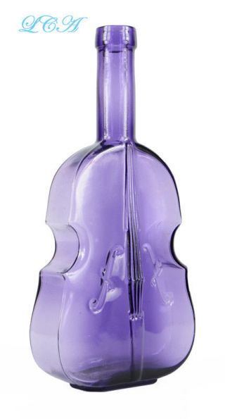 Antique Bim Figural Violin Or Cello Shape Bottle Or Viobot Dark Amethyst Color