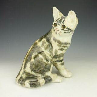 Vintage Winstanley Pottery - Hand Painted Cat Figure - With Glass Eyes.