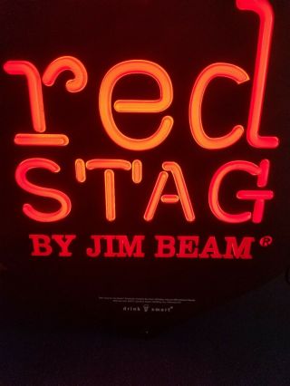 (L@@K) Red Stag by Jim Beam whisky led light up back bar sign game room rare mib 3