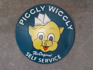 Porcelain Piggly Wiggly Enamel Sign Size 12 " Inches