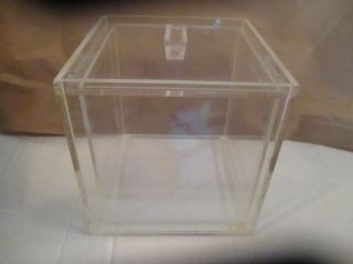 Rare Vintage Lucite Ice Bucket Liner Hollywood Regency Square Handle Mid Century