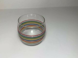 Libbey Rainbow Stripe Roly Poly Glasses Mid Century LBGT Fiesta Mambo Set Of 6 3