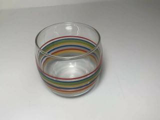 Libbey Rainbow Stripe Roly Poly Glasses Mid Century LBGT Fiesta Mambo Set Of 6 5