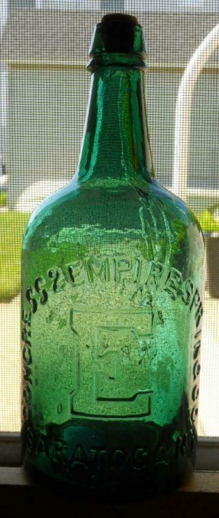 Emerald Green Quart Congress & Empire Saratoga Ny Mineral Spring Water Bottle E