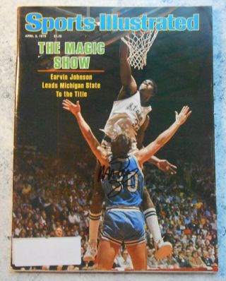 Magic Johnson Sports Illustrated Apri 1979 Autograph Signed Michigan State Champ