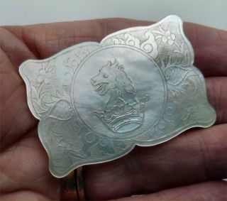 ANTIQUE CHINESE PEARL SUMNER LION,  CORONET ARMORIAL GAMES COUNTER CHIP c1760 3