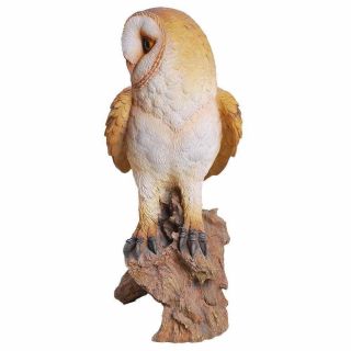 Realistic Looking Barn Owl Perched On Stump Statue Life Size Statue 2
