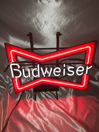 Wow Look Awesome Vintage Neon Bow Tie Budweiser Back Bar Sign