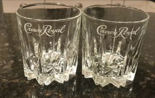 Set Of 2 Crown Royal Crystal Tumbler Whiskey Rocks Glasses