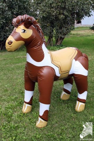 Inflatable 2010 VBS Pony Horse 57 in.  Pinto Paint Brown White Blow Up Decoration 3