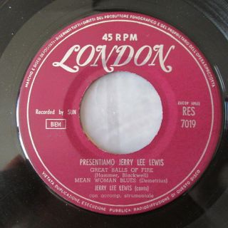 PRESENTIAMO JERRY LEE LEWIS ITALY 1958 EP on LONDON ROCK ' N ' ROLL GEM very rare 4