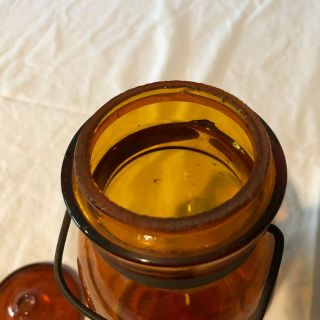 Rare Whittled Dark Amber Brown Antique Globe Quart Canning Fruit Jar w/ Lid 8