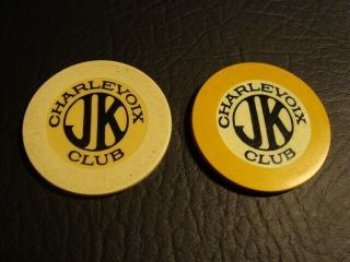 Circa 1930s Charlevoix Club Crest & Seal Poker Chip Pairing