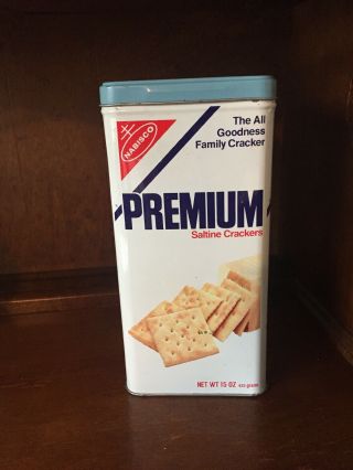 Nabisco Premium Saltine Cracker Tin Box Canister 15 Oz 1978