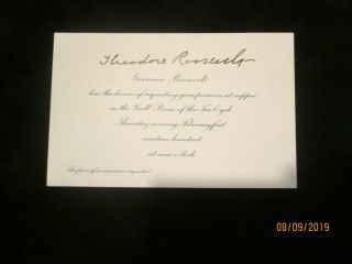 Theodore Roosevelt Signed Invitation Card