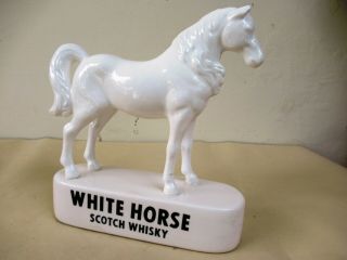 Antique White Horse Scotch Whiskey Statue Porcelain Counter Display Advertise F