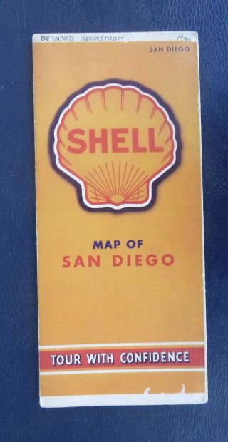 1940 San Diego Street Map Shell Oil Gas California La Jolla Beach District