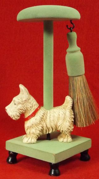 Antique Syroco Westie Dog Vanity Hatstand With Brush