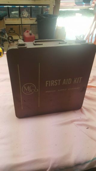 21118 Vintage Ms Co Medical Supply Company First Aid Kit Metal Box With Contents