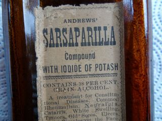 andrews ' saraparilla bristol,  va.  wine of life root medicine bottle 5