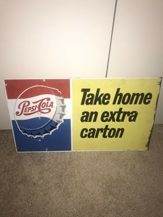 Very Rare Pepsi - Cola Double Sided Metal Sign W Say Pepsi Please On Back