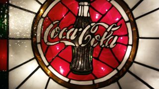 Coca Cola Inspired Sign Stained Glass Look Lighted Hand Painted 4