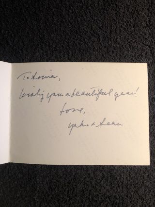 Yoko Ono Vintage 1980’s Hand Signed Holiday Card With Photo On Front Yoko & Sean