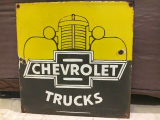 Chevrolet Car Trucks Porcelain Sign Gas,  Oil,  Ford,  Gargoyle