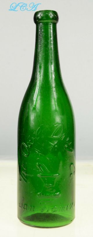 Antique Owl Drug Green Blob Top Cylinder Shaped Citrate Magnesia Bottle