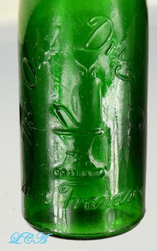 Antique OWL DRUG green BLOB TOP cylinder shaped CITRATE MAGNESIA bottle 2