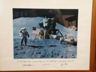 Apollo 15 Moon Landing Print With Astronaut,  Lander And Lunar Vehicle.