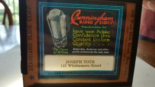 Vintage Glass Advertisement Slides,  Cunningham Radio Tubes The Choice Of Million