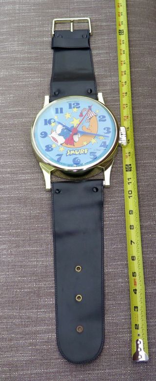 Vintage Wall Clock Oversized Smurf Wristwatch Quartz 1984 Made In Hong Kong 25 "